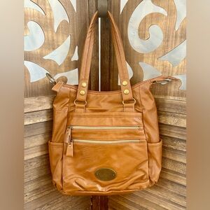 The Emporium Italian Leather Bag with Italian Quote on Front